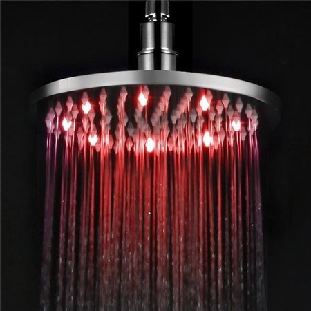 MADE-TO-ORDER LED8R - BN 8 in. Round Multi Color LED Rain Shower Head; Brushed Nickel MA160124